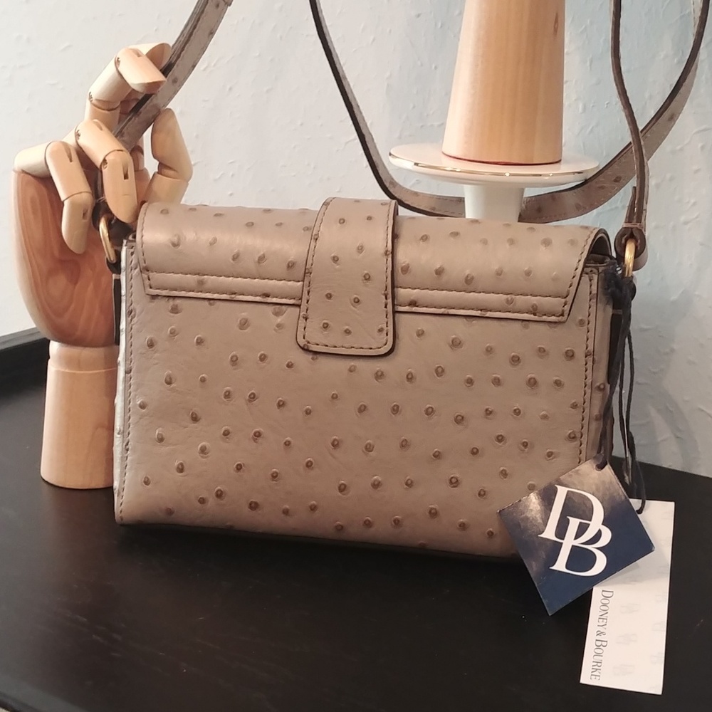 Dooney & Bourke Oyster Grey Ostrich Kyra Crossbody - Picture 3 of 9